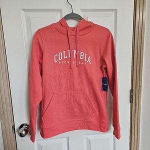 NWT Columbia Women's Trek Graphic Coral Hot Pink Logo Sweatshirt Hoodie Size S